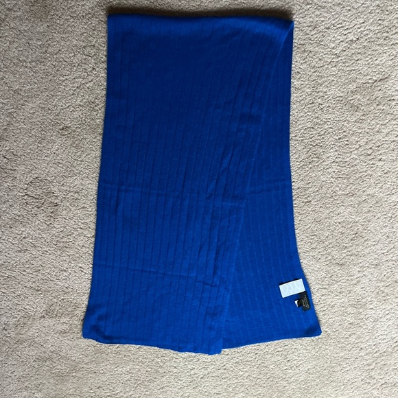 NEW Charter Club Luxury Cashmere Cobalt Blue Scarf  Ribbed Stripes 66"X14" - Picture 1 of 7